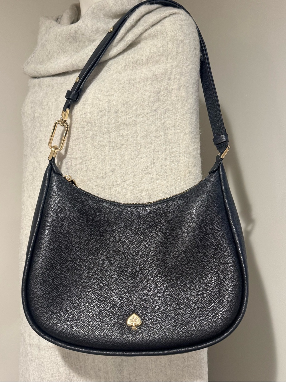 Kate Spade Kayla Pebbled Leather Shoulder Crossbody Bag Black KK055
